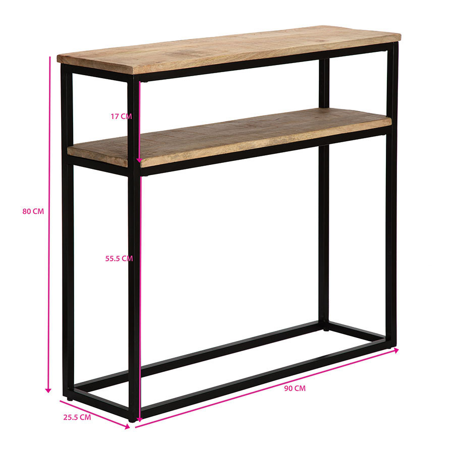 Willow &amp; Silk Wood/Metal 90cm Room/Hallway Console Table w/ Shelf