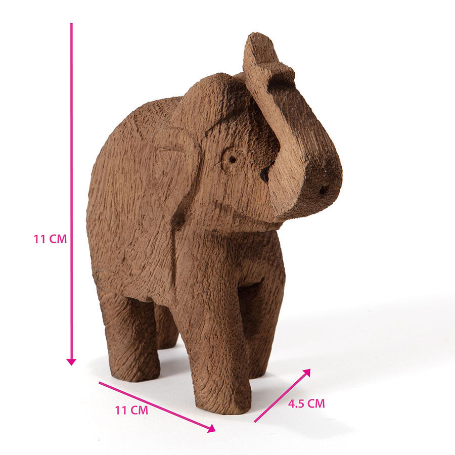 Willow &amp; Silk Boho Tribal Wooden 12cm Brown Elephant/Animal Ornament 