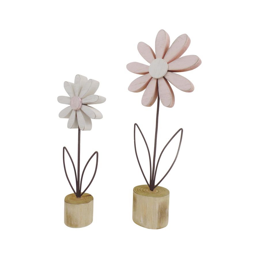 Willow &amp; Silk 36cm/27.5cm Set of 2 Pastel &amp; Rust Flowers Ornament 