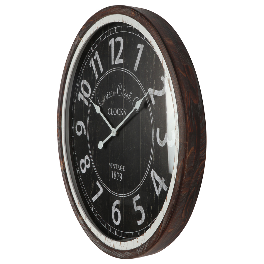 Willow &amp; Silk Round Large 70cm Black &#39;Vintage 1879&#39; Wall Clock 