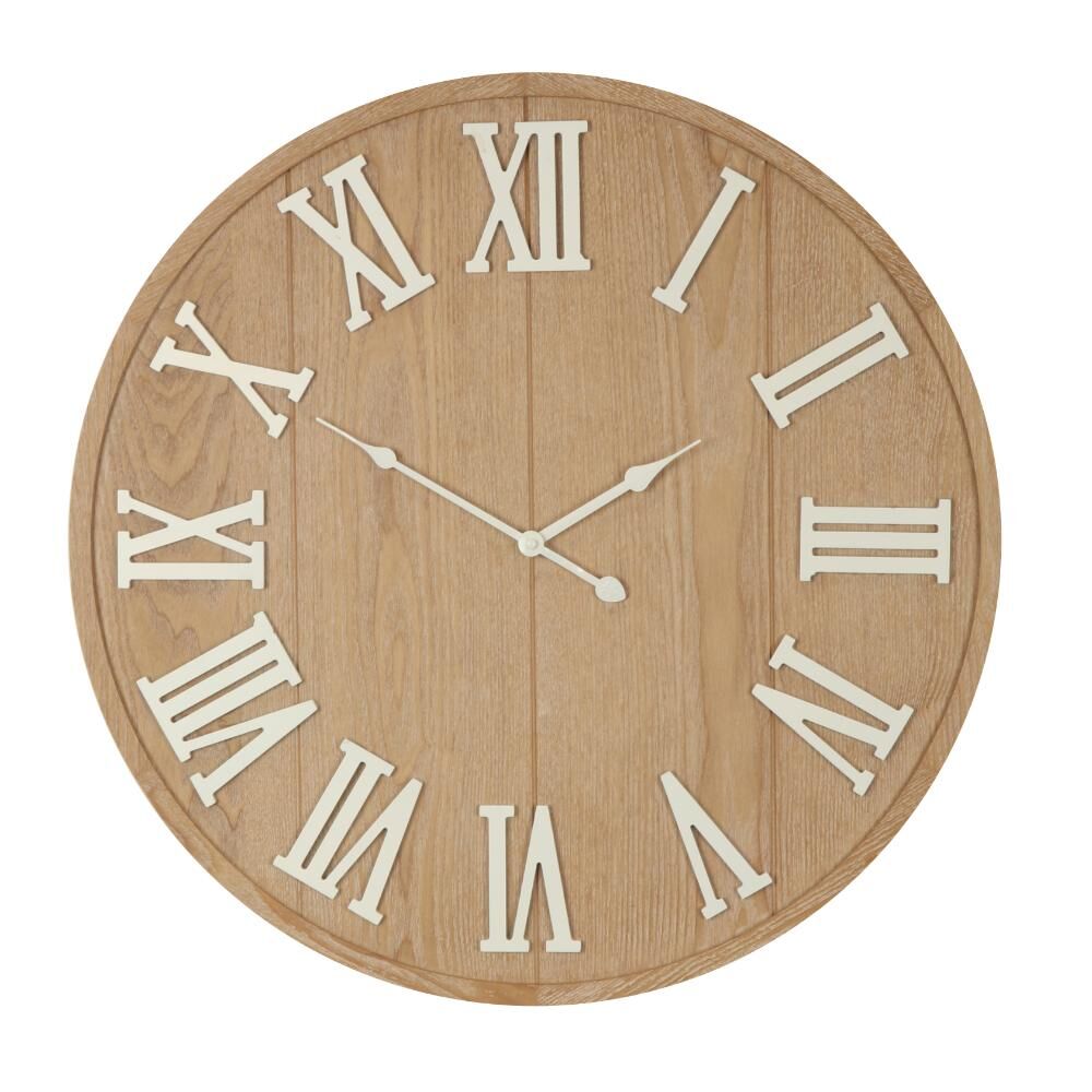 Willow &amp; Silk 60cm Woodgrain Clock w White Roman Numer