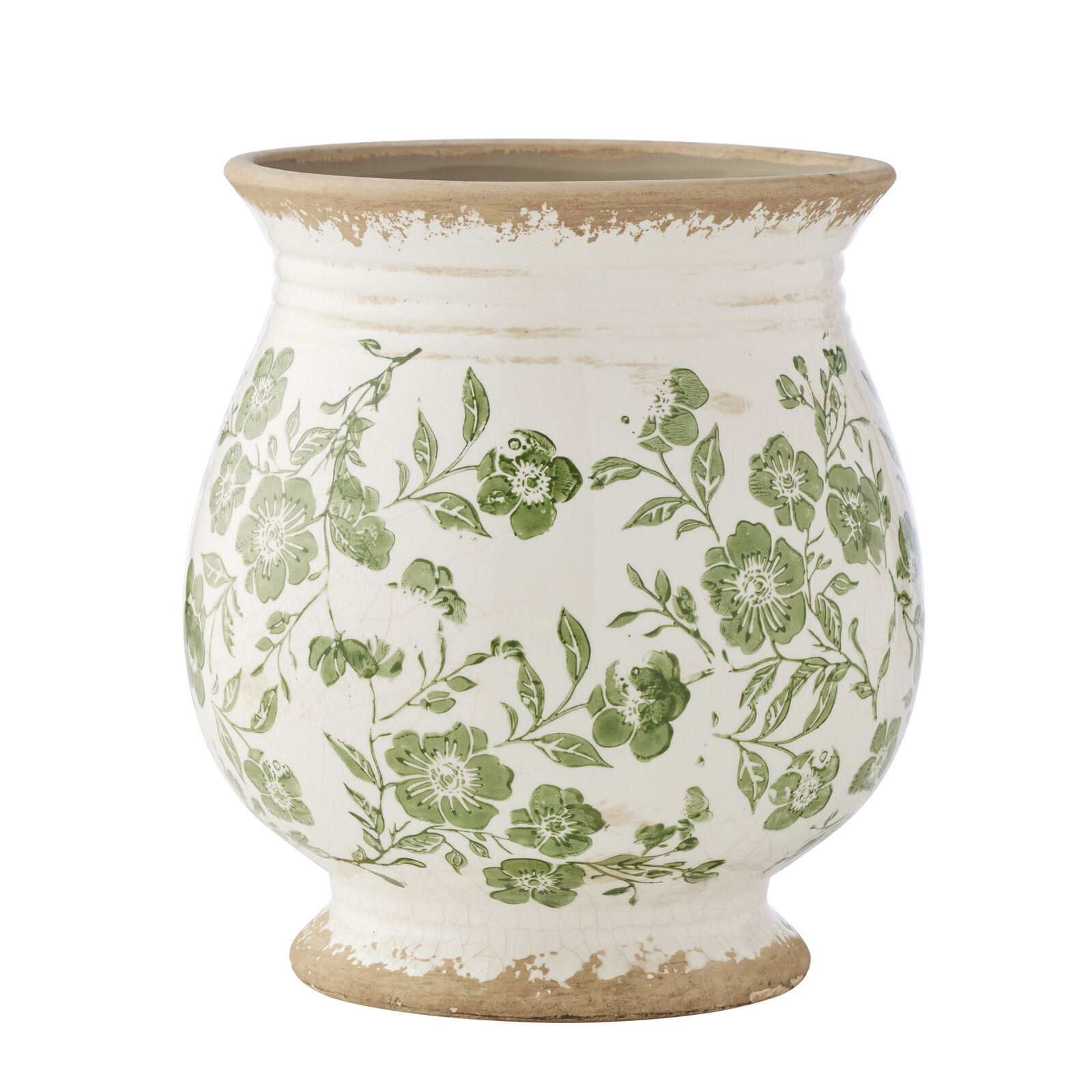 Willow &amp; Silk Green Leaf Bulb Shape Vase Lge 22x22x24c