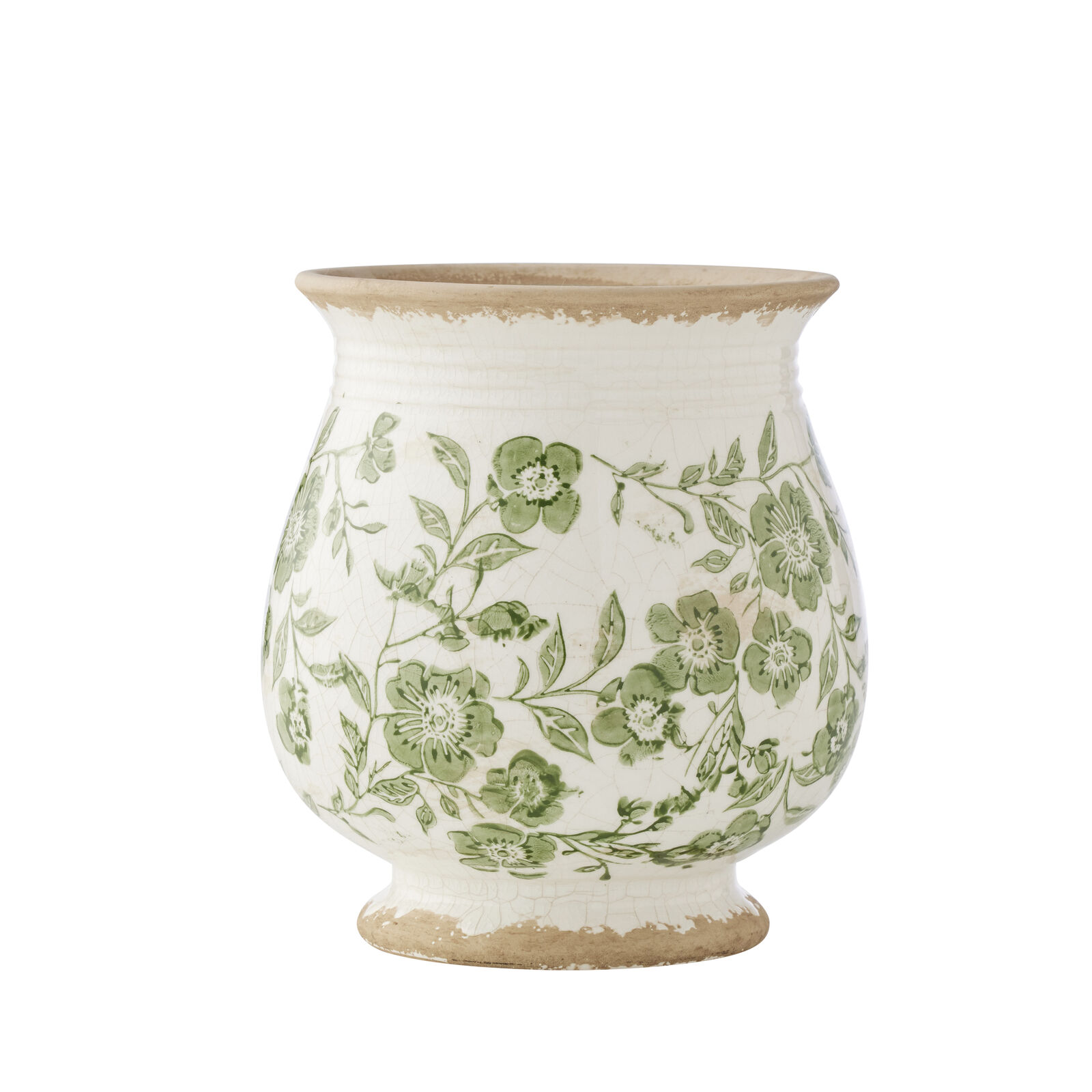 Willow &amp; Silk Green Leaf Bulb Shape Vase Sml 17.5x17.5