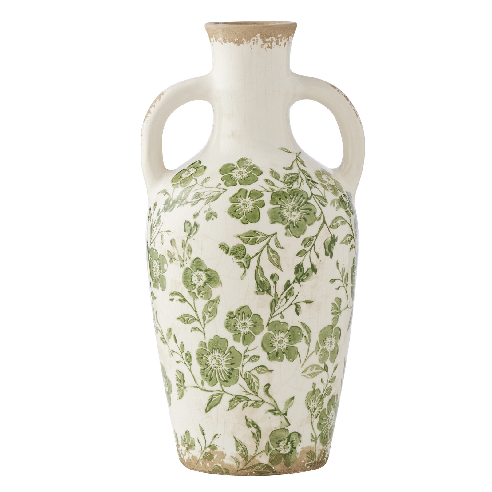 Willow &amp; Silk Green Leaf Urn 16x15x31.5cm