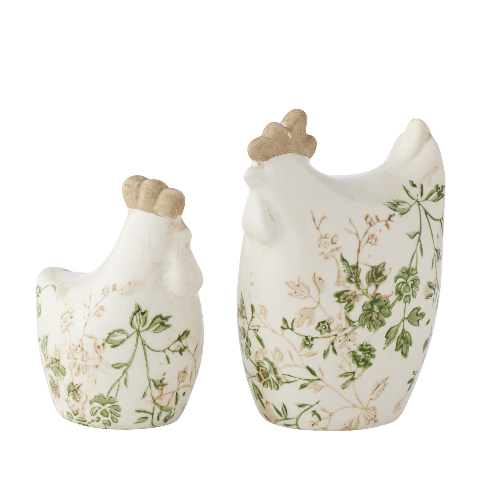 Willow &amp; Silk Set/2 Ass Size Green Leaf Chooks 10.5x8x