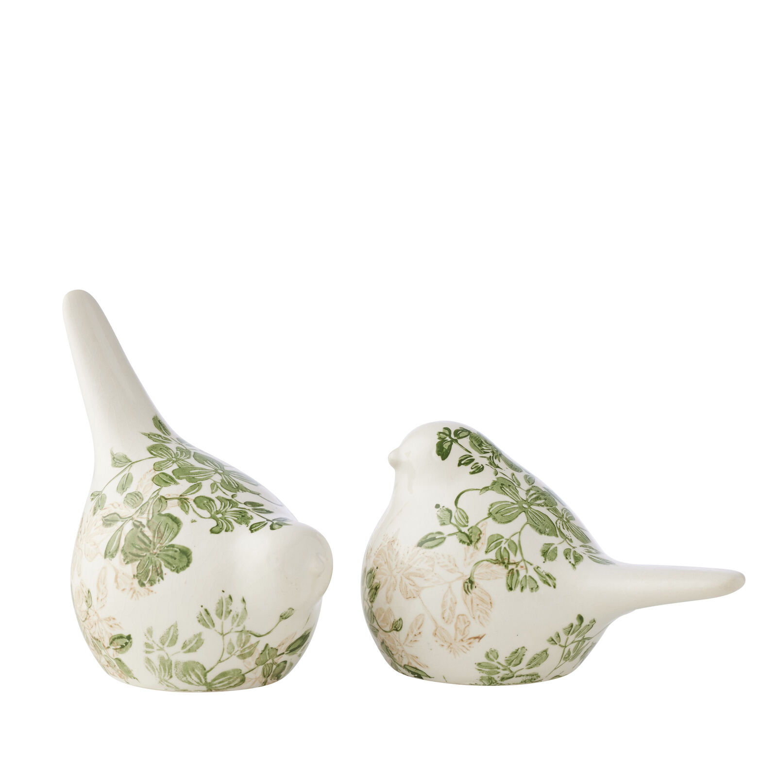 Willow &amp; Silk Set/2 Asst Size Green Leaf Birds 16.5x9.