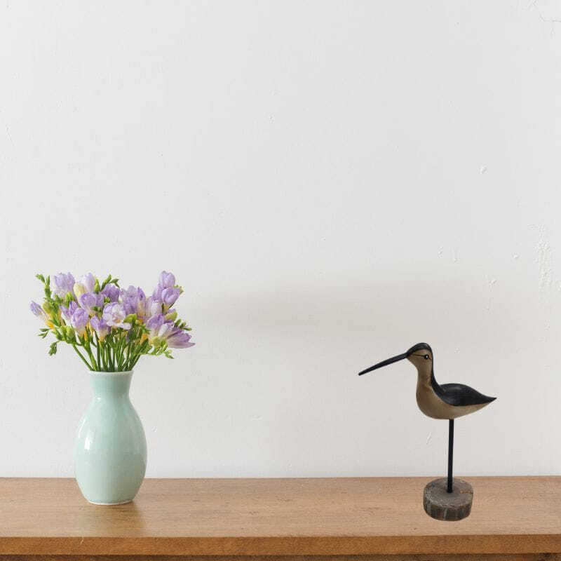 Willow &amp; Silk Metal 37cm Brown Plumage Bird Statue w/Wooden Base Ornament