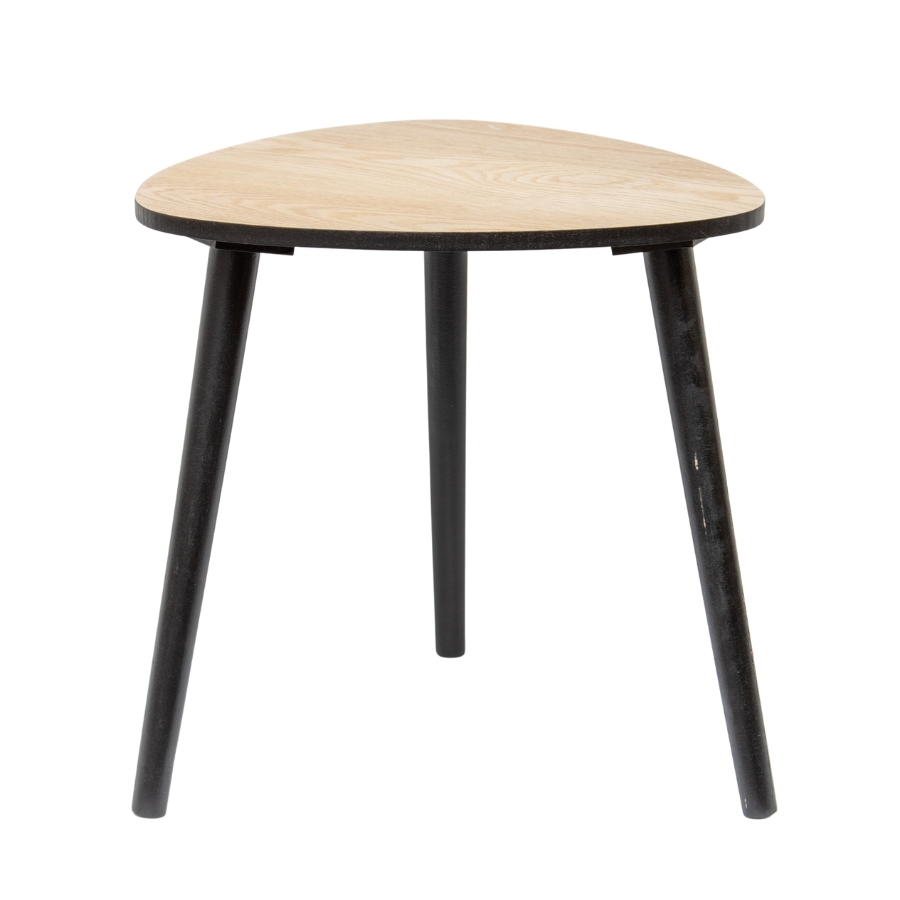 Willow &amp; Silk Round 40cm Wooden 3-Legged Black Stool/Side Table