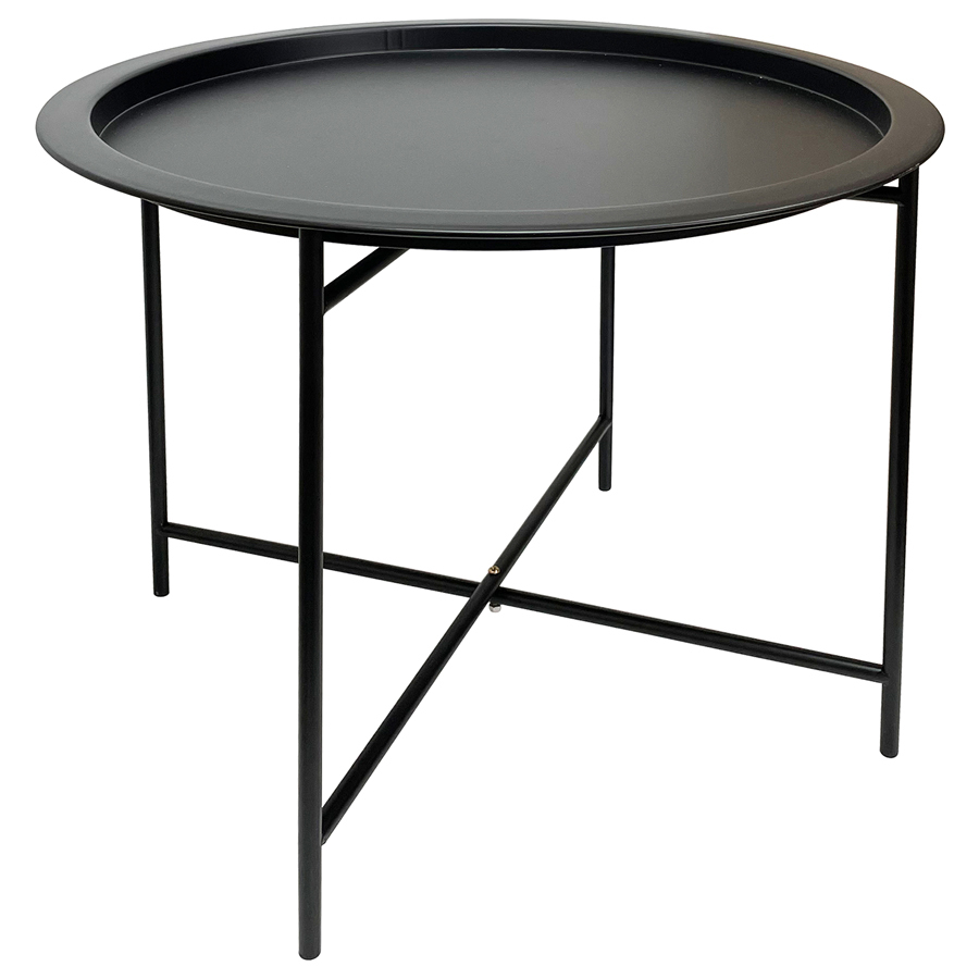 Willow &amp; Silk Round 47cm Iron Black Stool/Coffee Table 