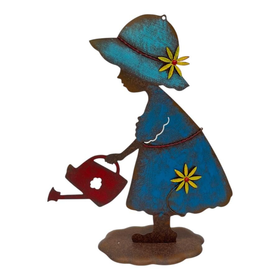 Willow &amp; Silk Colourful Girl w/Watering Can Garden Sta
