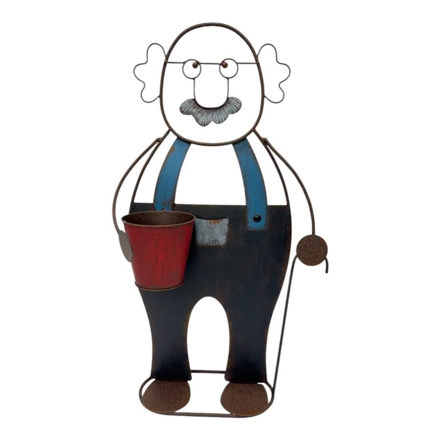 Willow &amp; Silk Colourful Grandpa w/Flower Pot 50x21.5x8