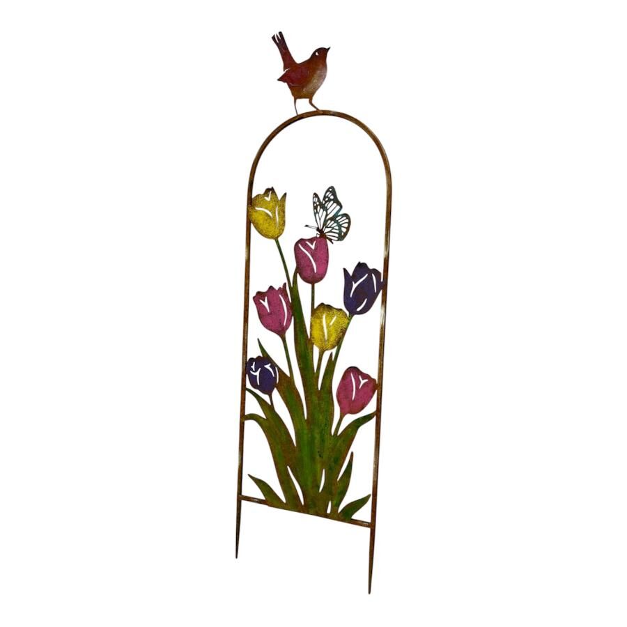 Willow &amp; Silk 94cm Arched Garden Stake w/Coloured Flowers 27x0.6x94.5cm