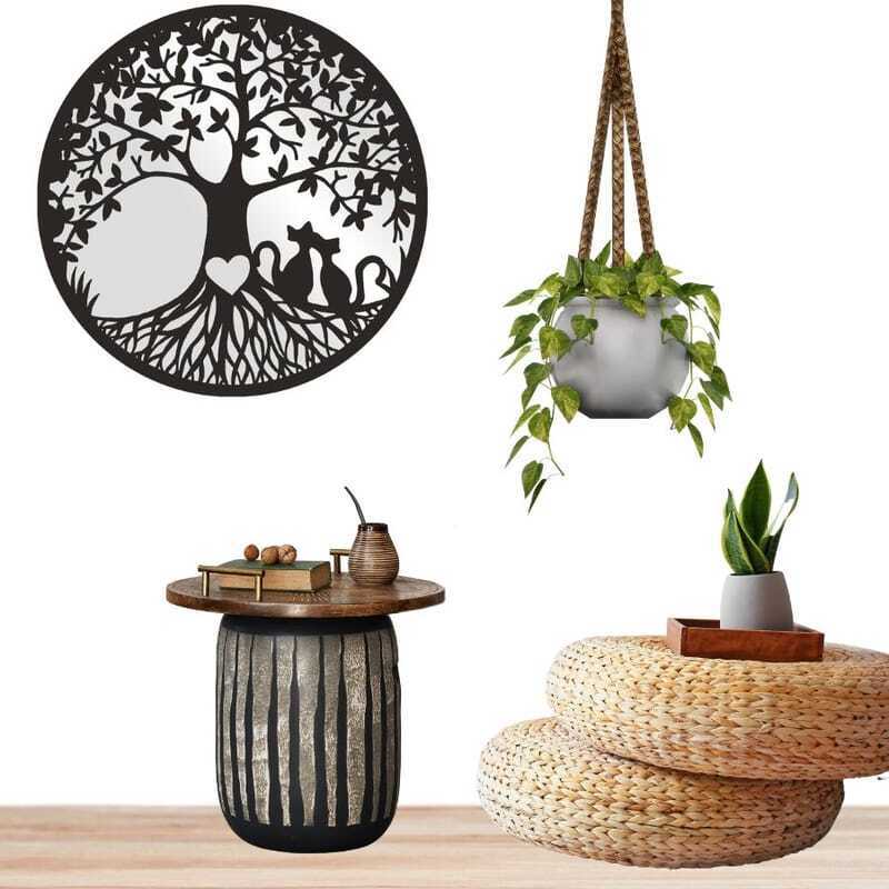 Willow &amp; Silk Laser Cut 50cm Tree Of Life/Cats/Heart Round Wall Mirror/Art