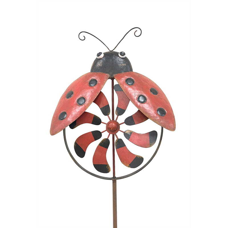 Willow &amp; Silk Metal 150cm Lady Bird Wind Spinner Garden Stake