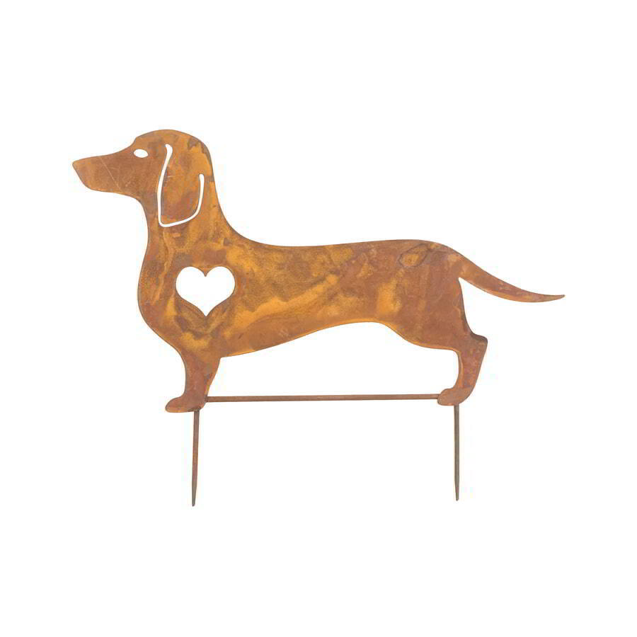 Willow &amp; Silk Dachshund Heart Outdoor Garden Stake