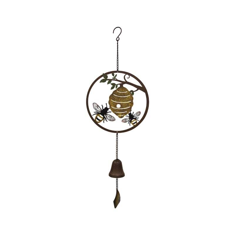 Hanging Metal Decor Beehive &amp; Honey Bees Bell 