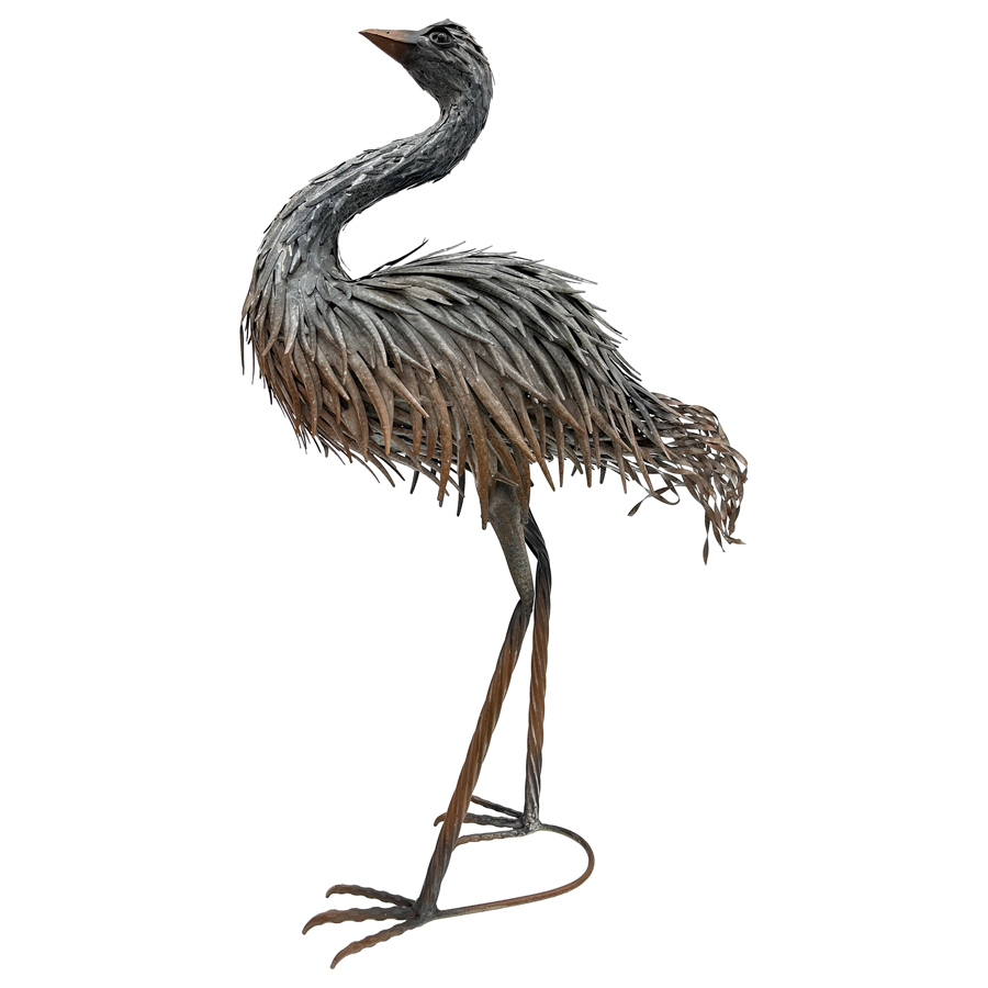 Willow &amp; Silk Animal Figurine Metal Emu Looking Up