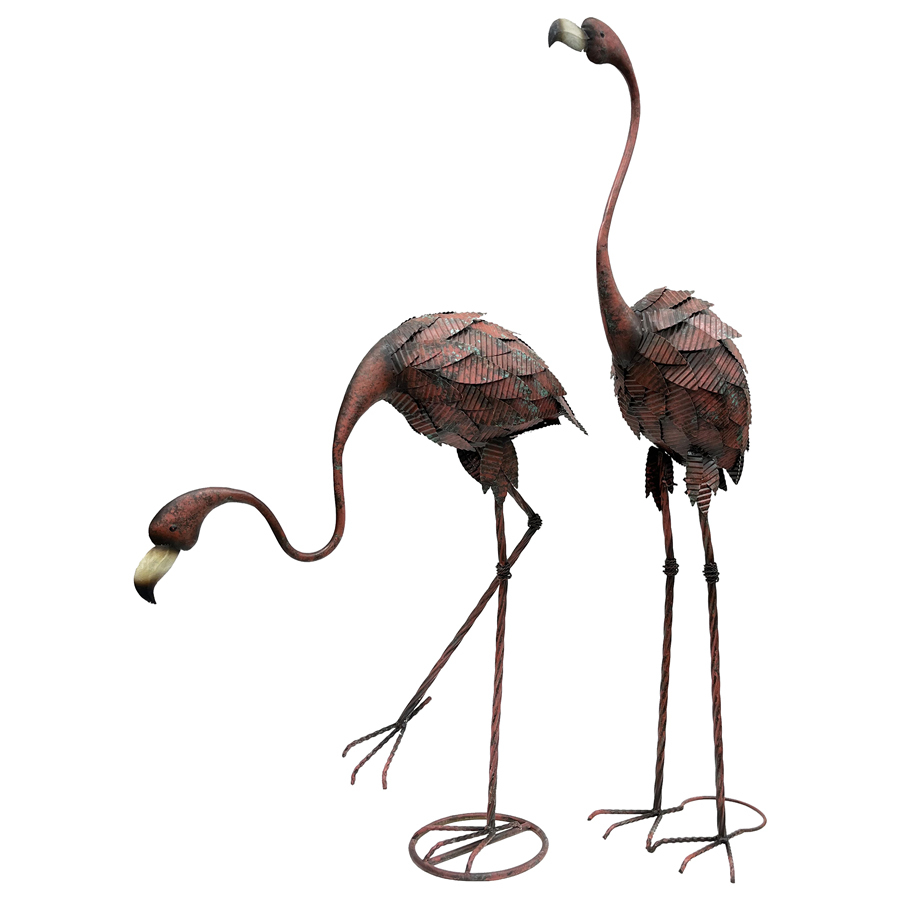 Willow &amp; Silk Metal 116/77cm Set of 2 Flamingos/Bird Figurine/Statue 
