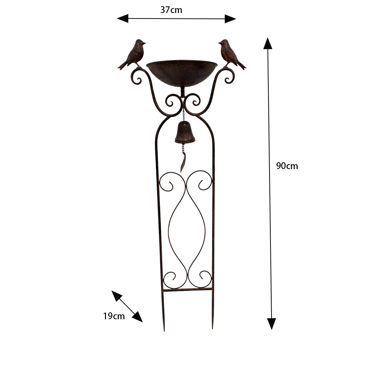 Willow &amp; Silk Birdfeeder Stake W/Birds &amp; Fleur-de-Lis 
