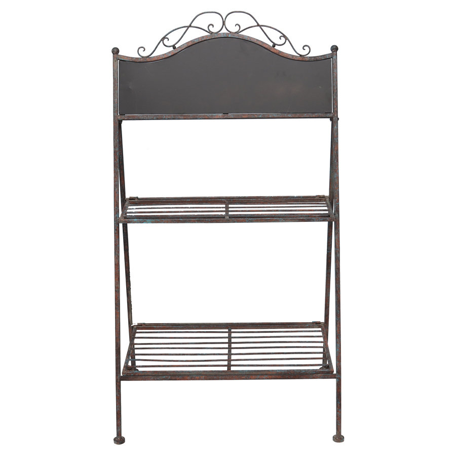 Willow &amp; Silk Metal 110cm Brown 2-Shelf Garden Plant Stand w/ Chalkboard