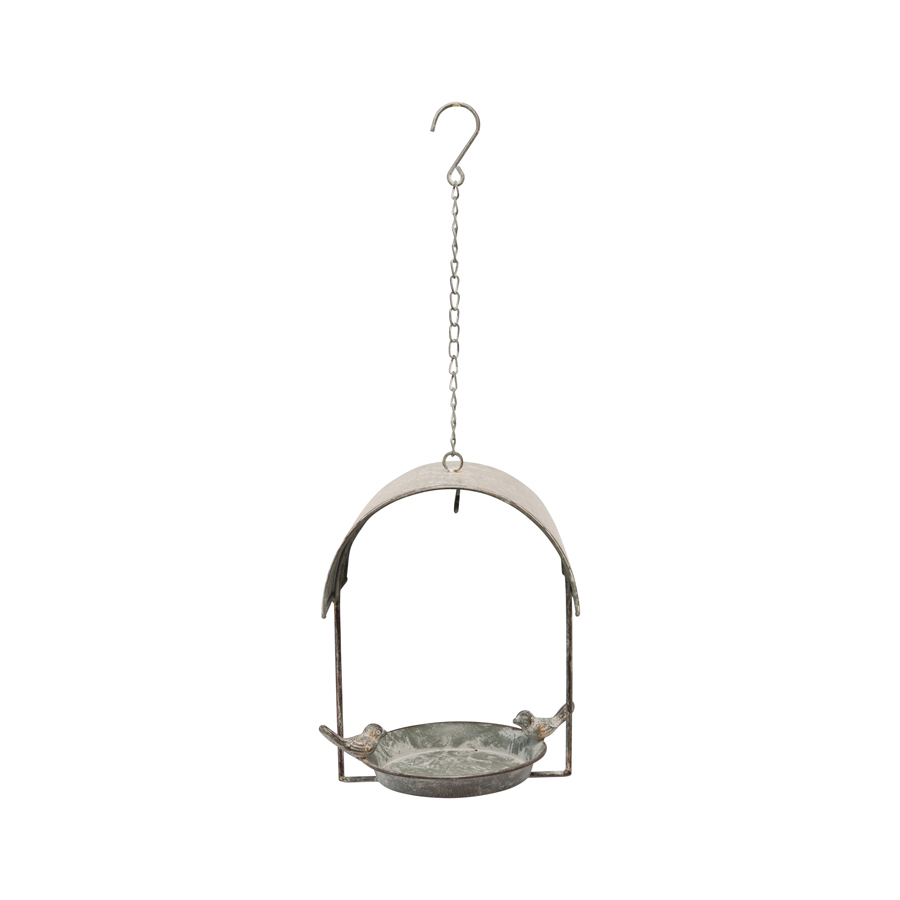 Willow &amp; Silk Hanging 50cm Grey Dome House Garden Bird Feeder
