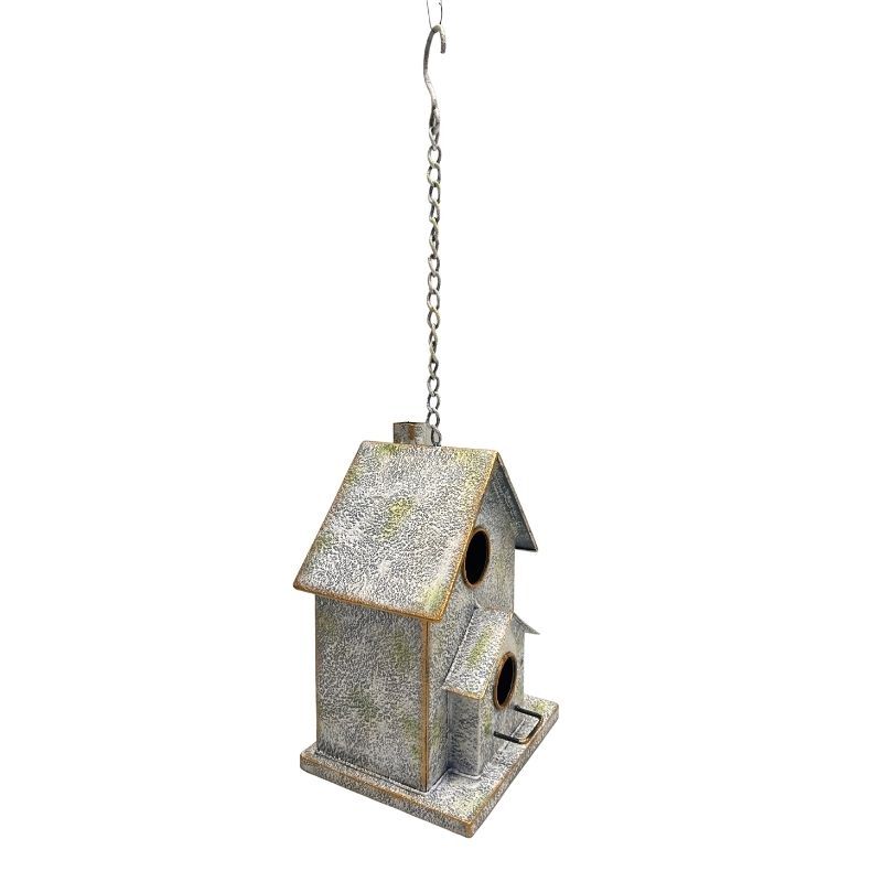 Willow &amp; Silk Hanging Two-Storey Birdhouse 16x15x45cm