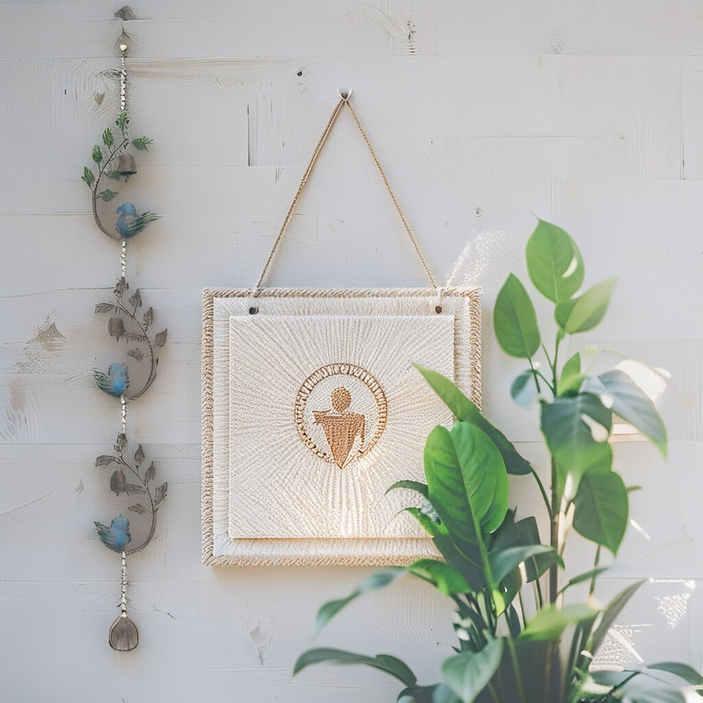 Willow &amp; Silk Hanging Bell w/Leaves + Birds 14x5x130cm