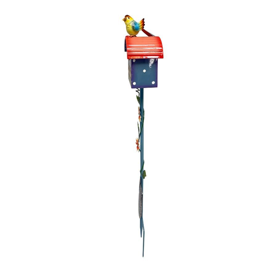 Willow &amp; Silk Colourful Birdhouse Stake w/Garden Shovel 16x11x90cm