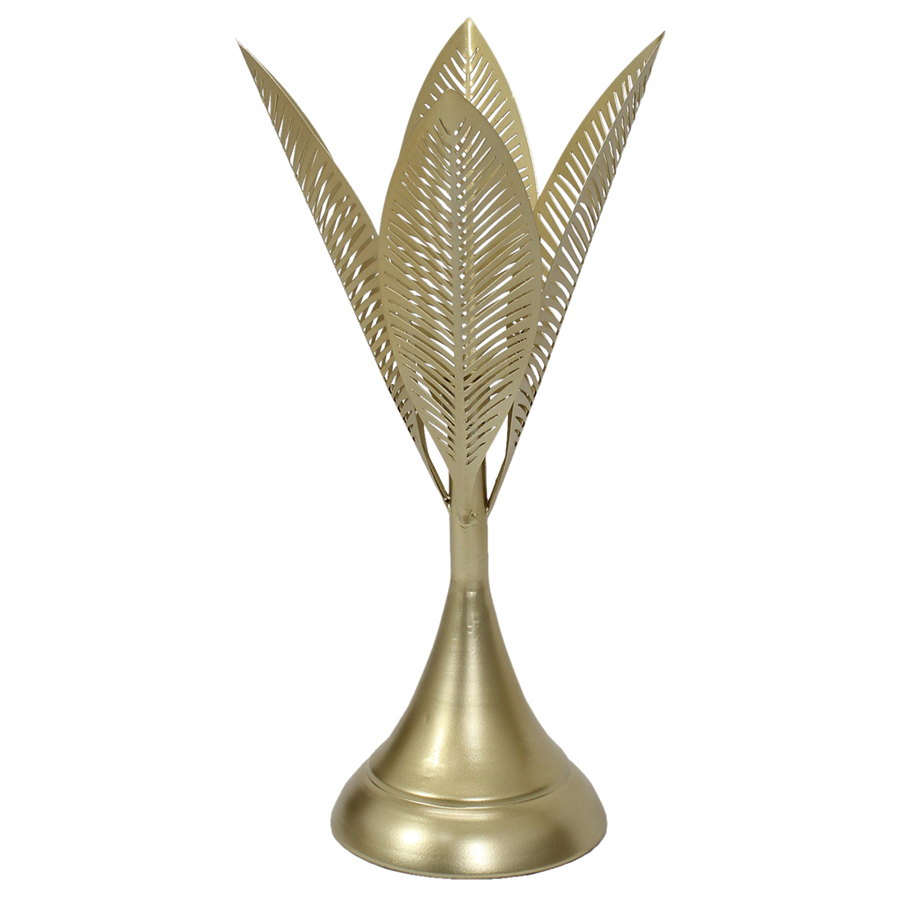 Willow &amp; Silk 40cm Golden Leaves Taper Candle Holder