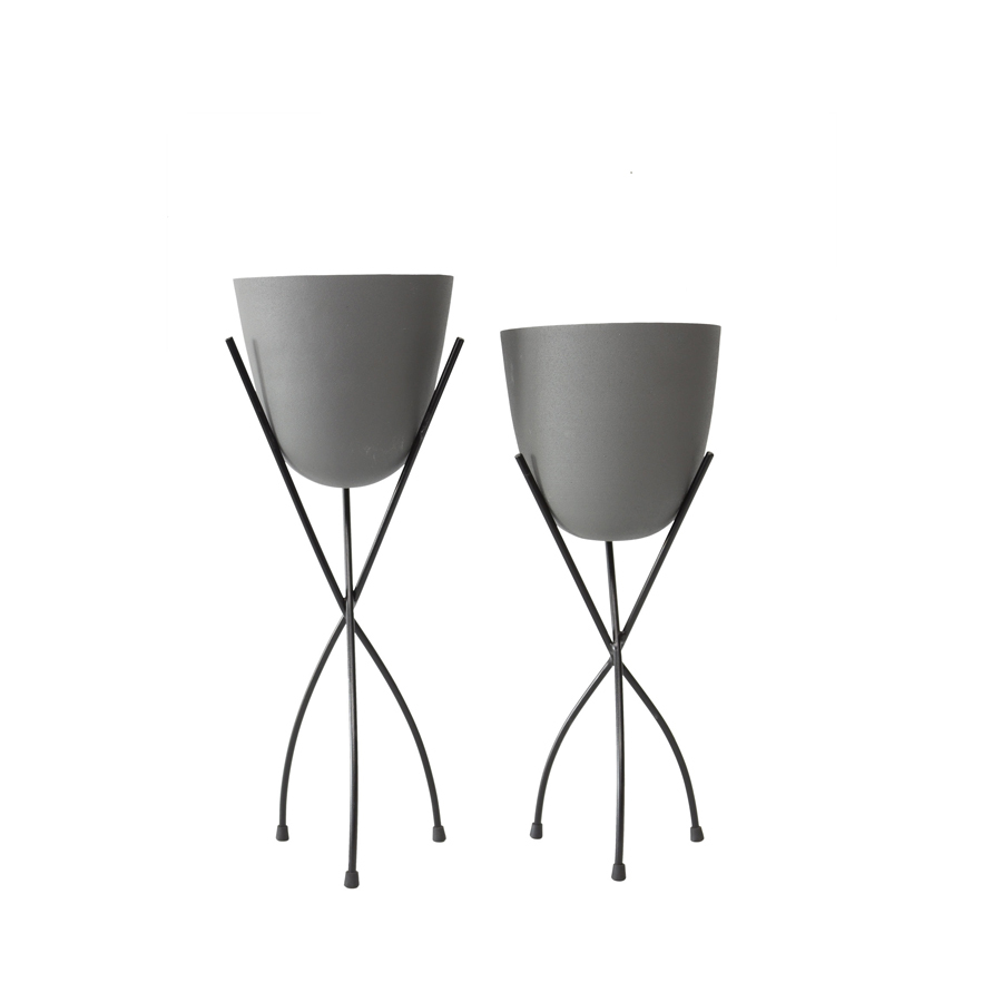 Willow &amp; Silk Nested Grey Stilted Pot Planter Stand Set of 2