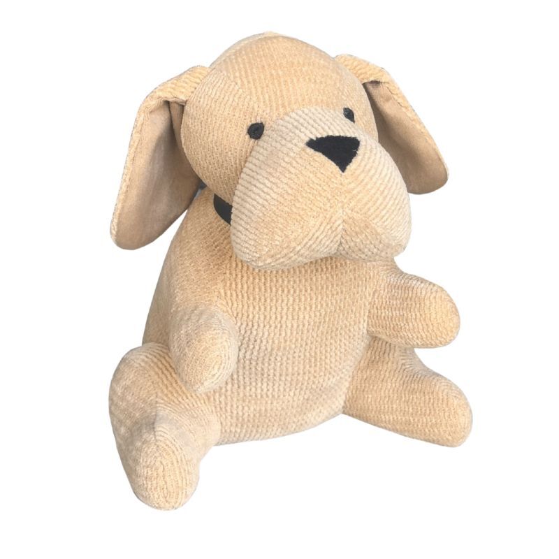 Willow &amp; Silk Beige Fabric Sitting Pup Door Stopper