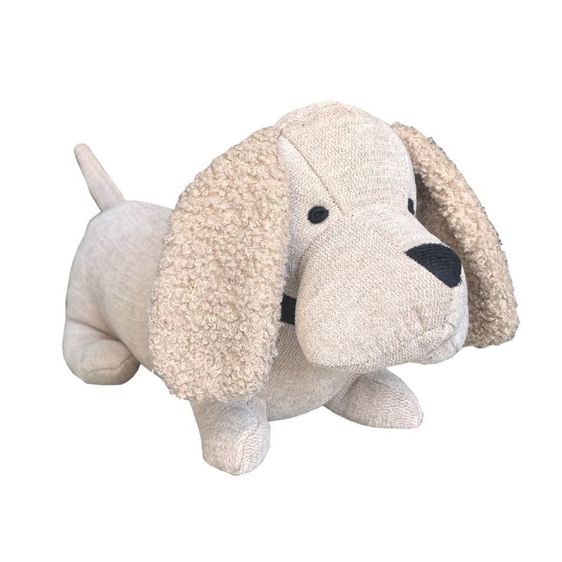 Willow &amp; Silk Beige Fabric Dachshund Door Stopper