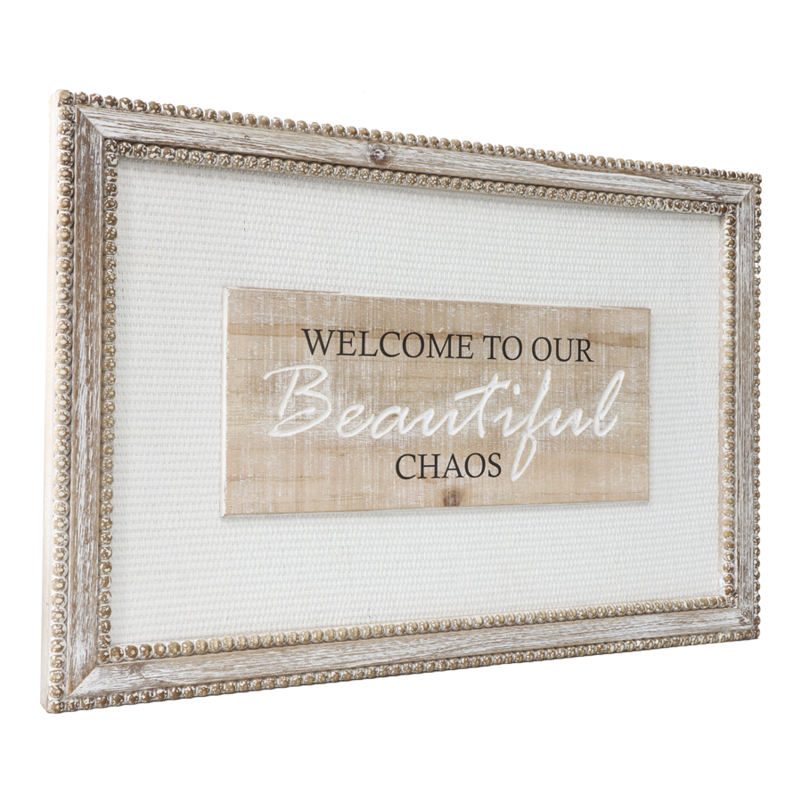 Willow &amp; Silk Framed Wooden 60cm &#39;Welcome To The Chaos&#39; Sign Wall Art