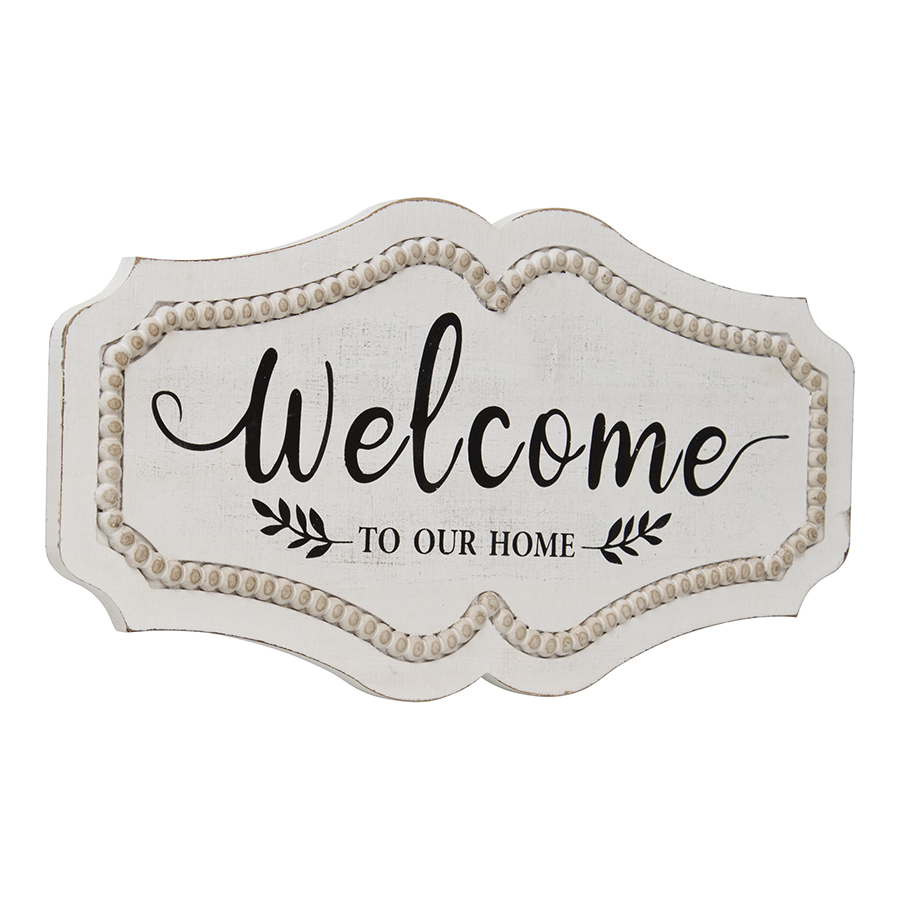 Willow &amp; Silk MDF 48cm &#39;Welcome to our Home&#39; Plaque Sign Wall Art
