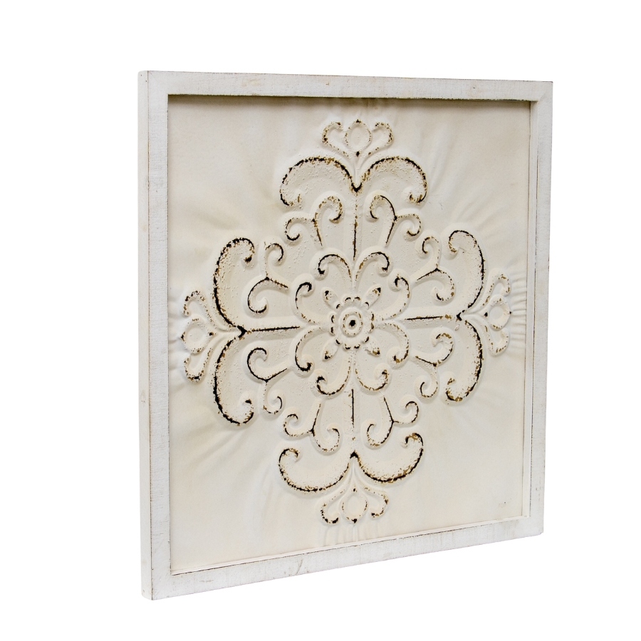 Willow &amp; Silk Framed 58cm Metal Fleur Square Wall Art