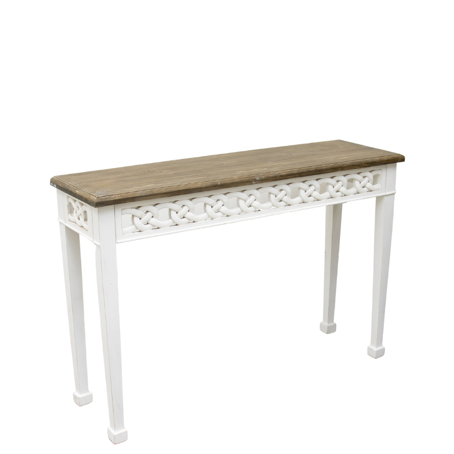 Willow &amp; Silk Wooden 120cm White Braid Console Table 