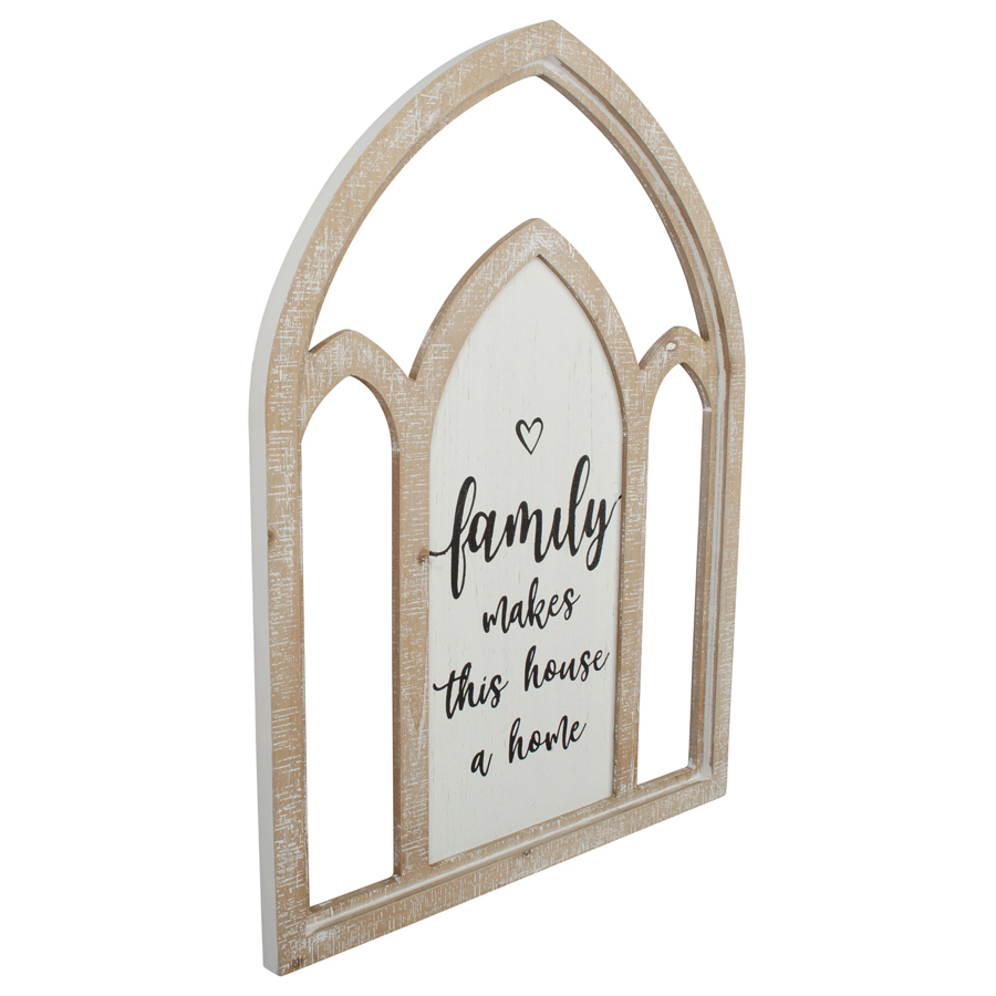 Willow &amp; Silk Arch 60cm &#39;Family Makes Home&#39; Plaque Sign Wall Art