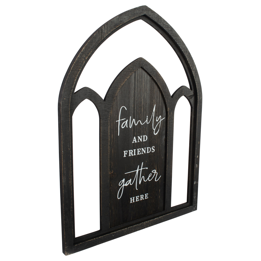 Willow &amp; Silk 60cm Black Arch &quot;Family &amp; Friends&quot; Plaque Sign Wall Art