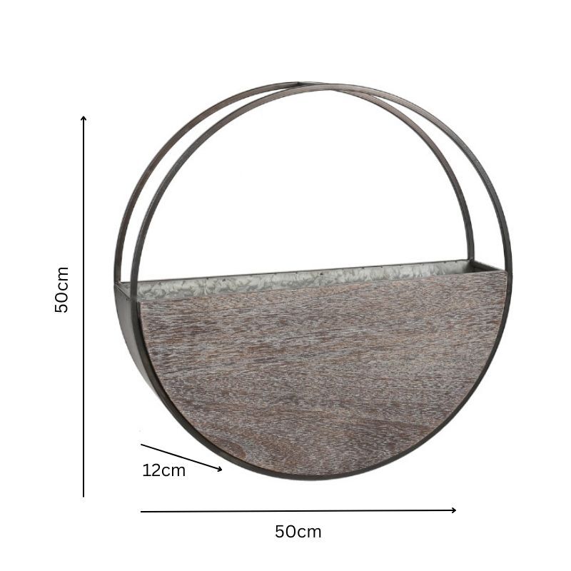 Willow &amp; Silk 50cm Timber Elemental Wall Planter 50x50x12cm