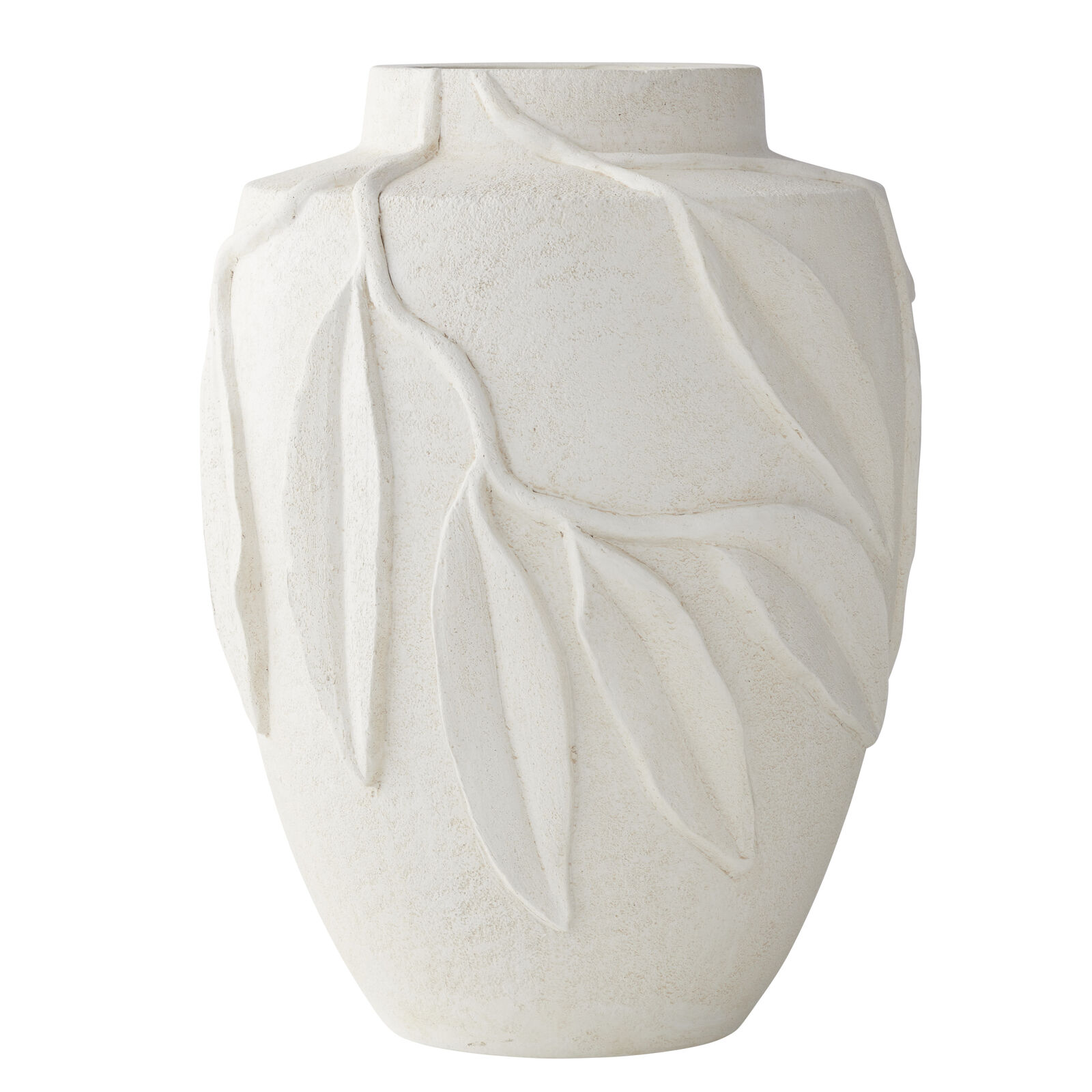 Willow &amp; Silk Gum Leaf White Vase 30x30x40cm