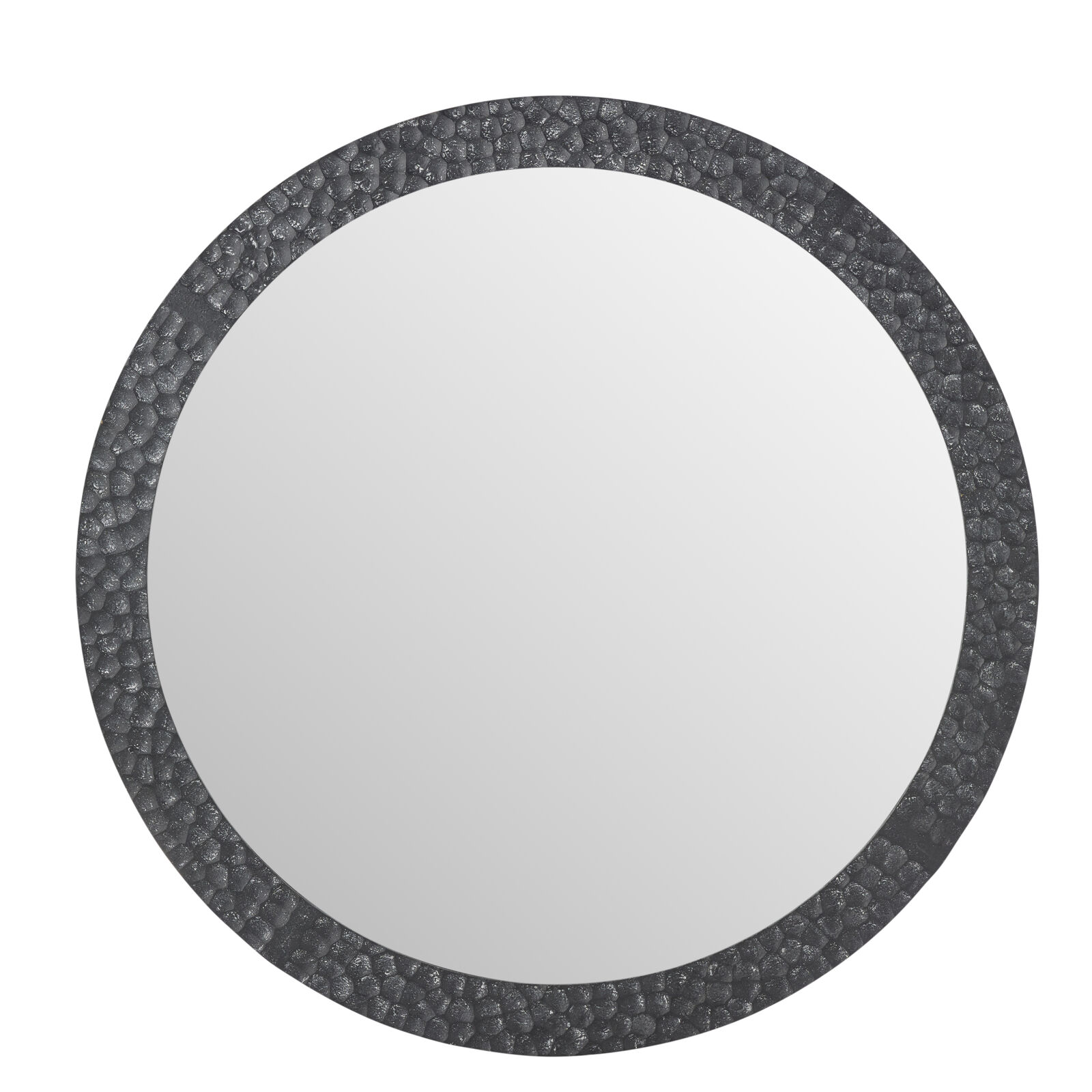 Willow &amp; Silk Textured Round Black Mirror 80x2.5cm