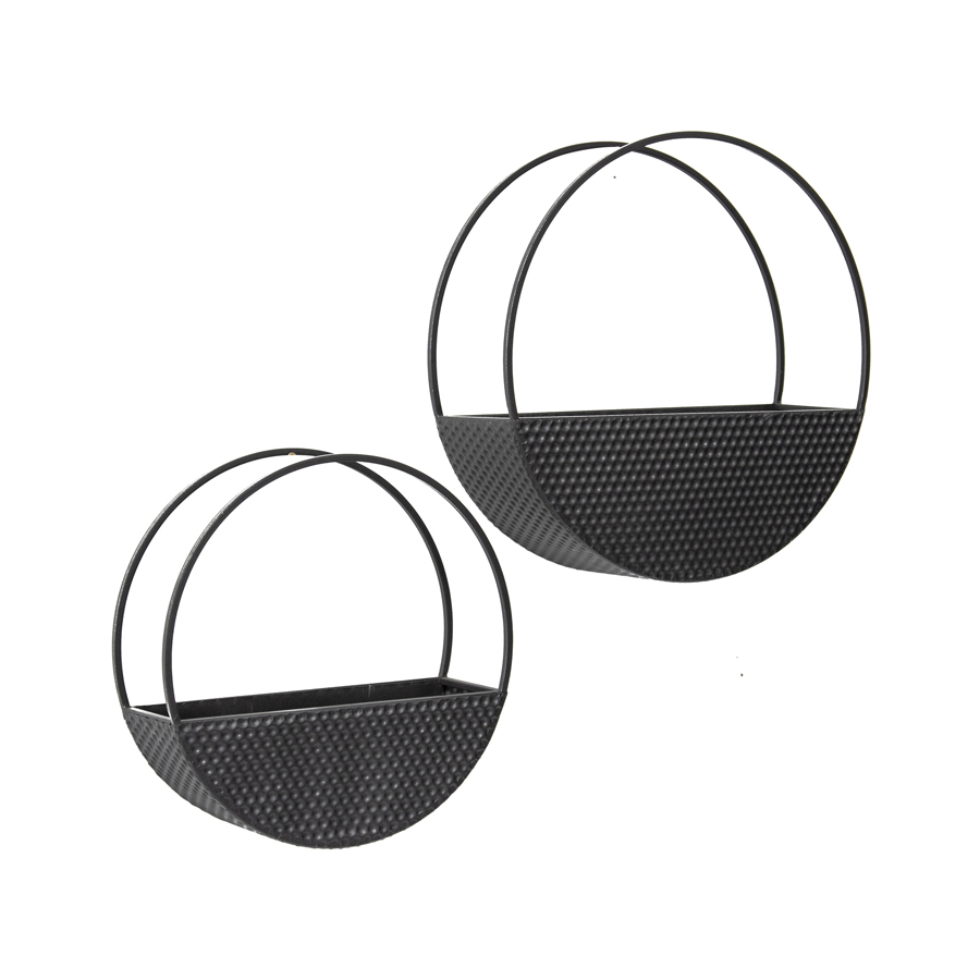 Willow &amp; Silk Nested 40cm/33cm Set of 2 Hanging Metal Basket Wall Planters