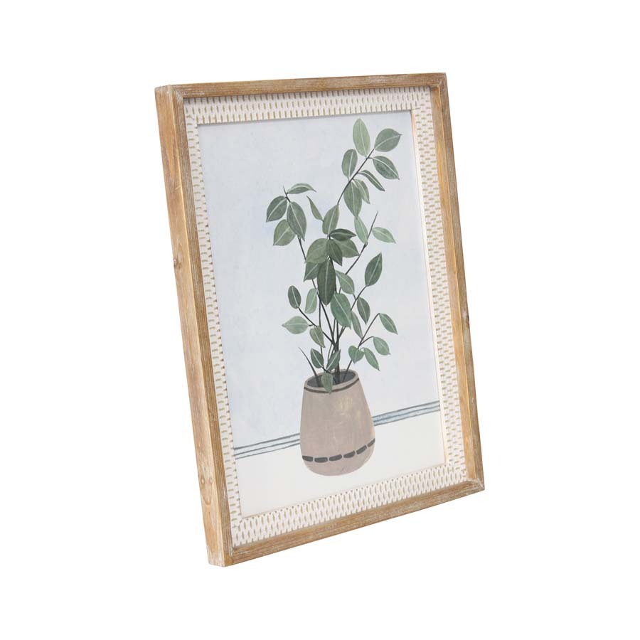 Willow &amp; Silk Wooden Framed 51cm Pothos Plant Wall Art