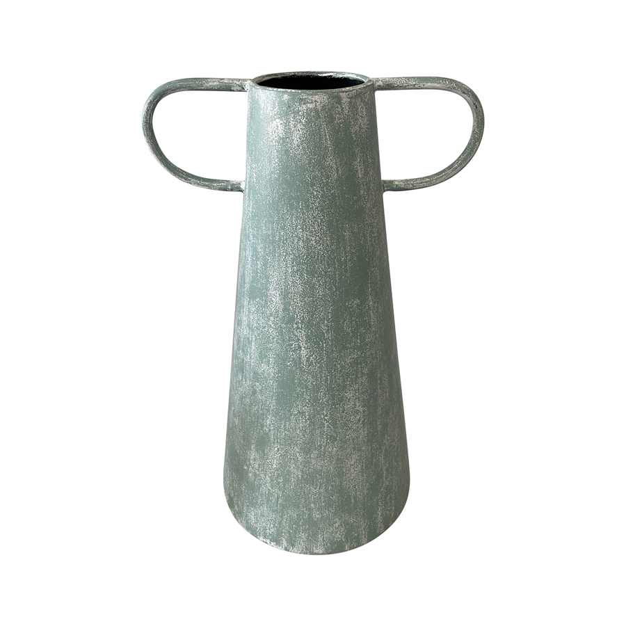 Willow &amp; Silk Metal 46cm Acqa Green Coastal Vase/Pot/Planter w/Handles