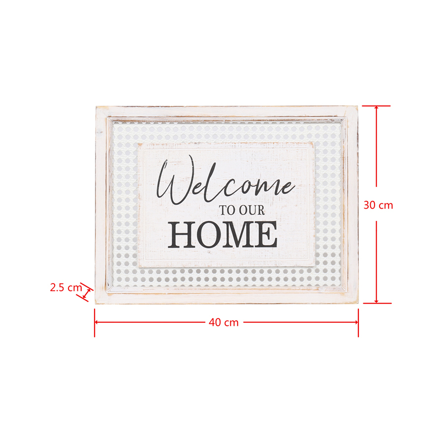 Willow &amp; Silk White 40cm Plaque Sign &#39;Welcome to our Home&#39; Wall Art