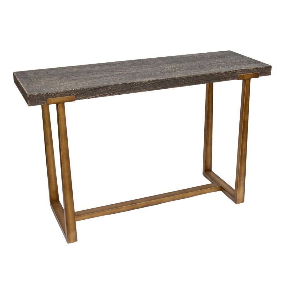 Willow &amp; Silk Metal 120cm Golden Lustre Wooden Top Console/Hallway Table 