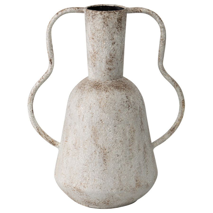 Willow &amp; Silk Vintage Metal 33cm Flower Pot/Vase w/ Abstract Handles 