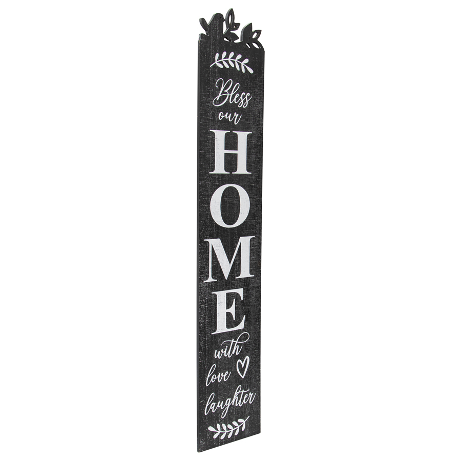 Willow &amp; Silk Wooden 24cm Black &#39;Bless Our Home&#39; Plaque Sign Wall Art 