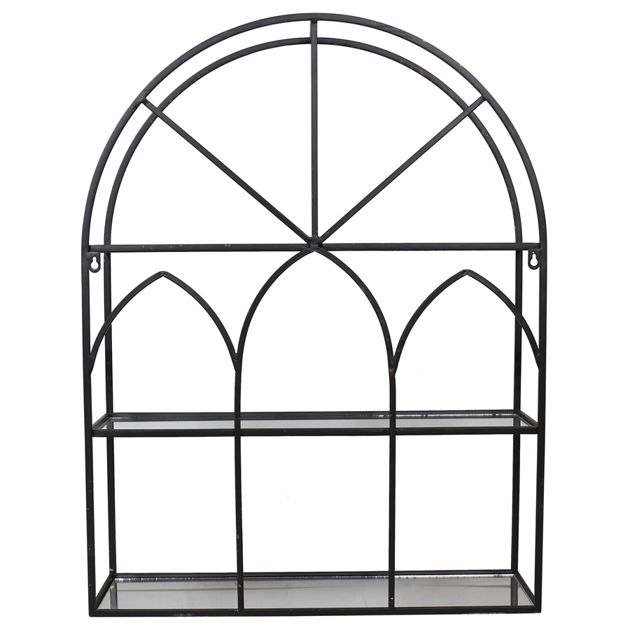 Willow &amp; Silk Metal 84cm Black Arch 3-Shelf Wall Pot/Plant Holder/Organiser