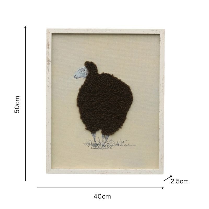 Willow &amp; Silk Cuddly Sheep Hand-Made Framed Canvas Wall Art 40x2.5x50cm